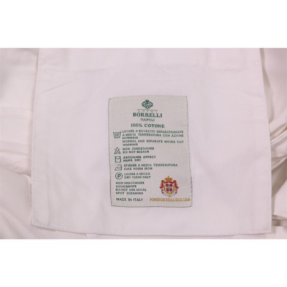 Borrelli Napoli Solid White Flat Front Cotton Chi… - image 7